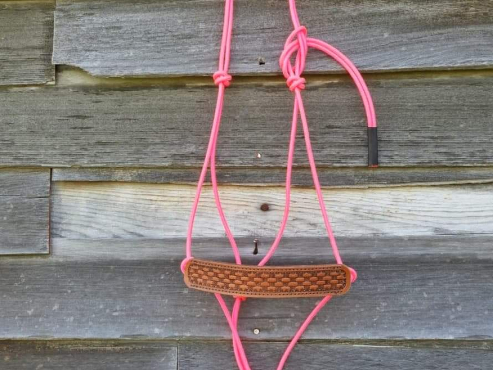 Hot Pink Rope Halter Broomtail Design